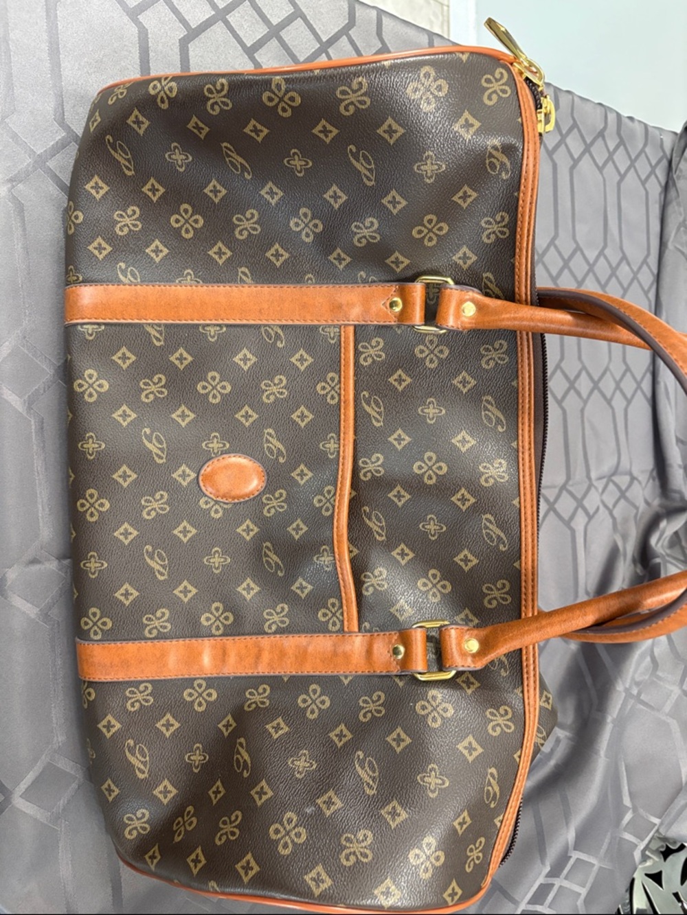 Brown Monogram Tote with Tan Leather Trim